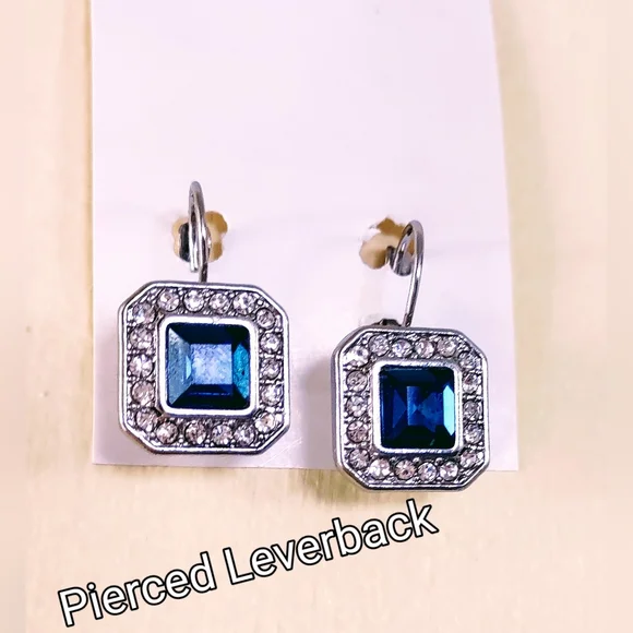Leverback Blue Zircon Drop Earrings - Picture 7 of 15